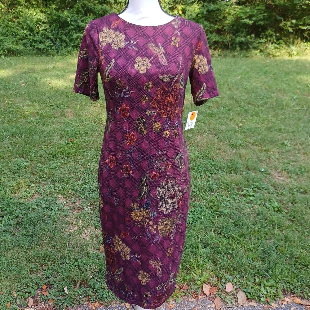 Liz Claiborne Womens Size 4 Purple Floral Short Sleeve Sheath Bodycon Dress NWT